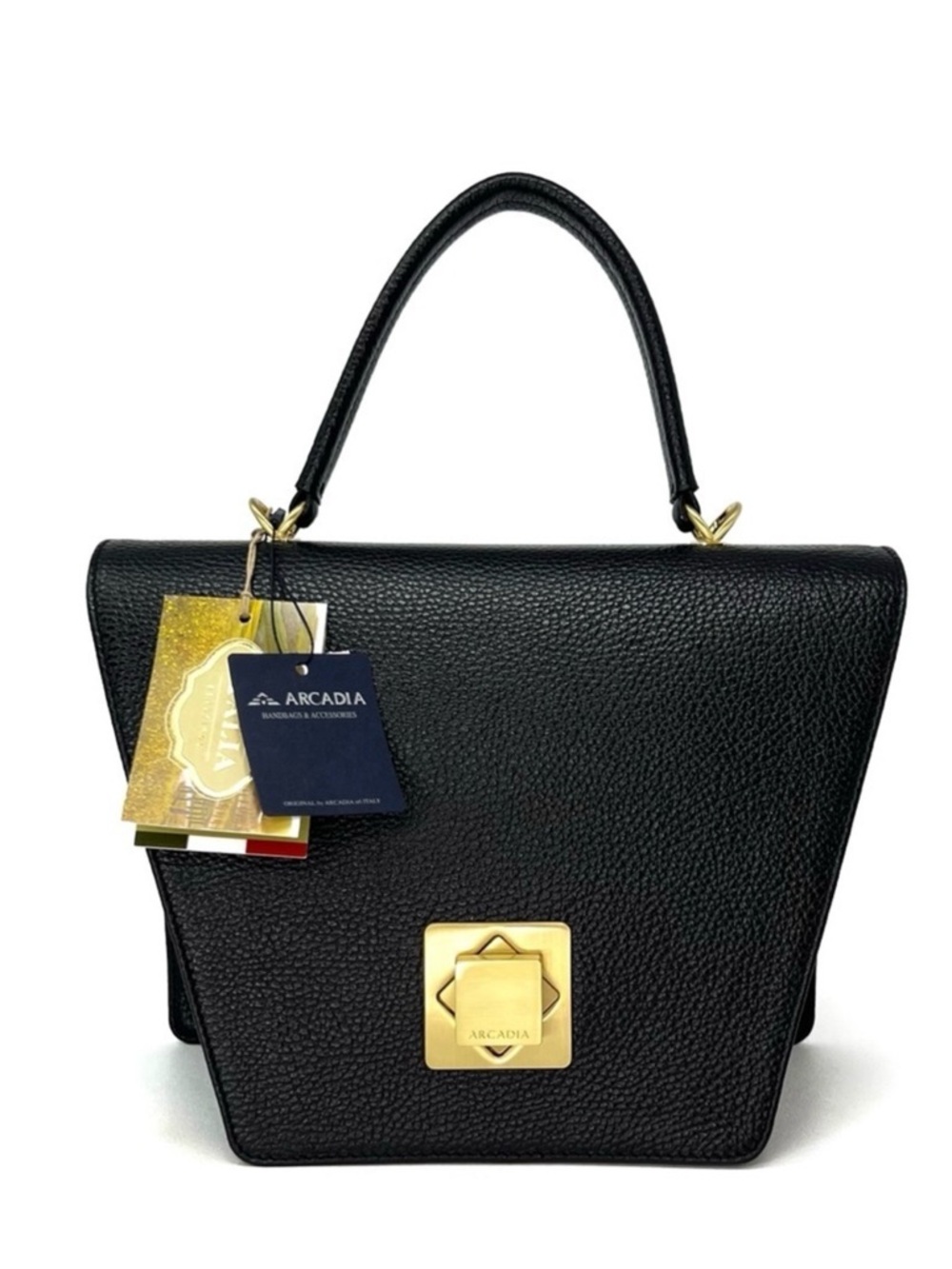 Arcadia Trapeze Medium Crossbody Black Pebbled Leather Handbag Satchel New NWT - Picture 13 of 13